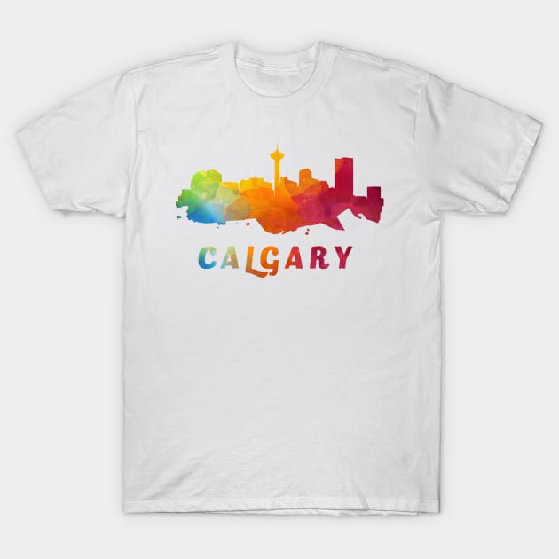 Calgary Skyline Watercolor Style T-Shirt by ThirdEyeAerial